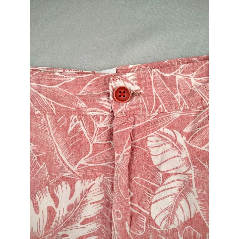IZOD Saltwater Men's 40 Pink Tropical Palm Leaf Shorts Beach Resort Chino Casual